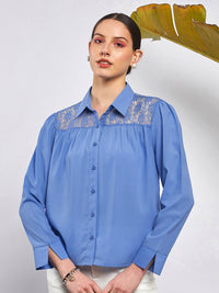 SASSAFRAS Shirt Collar Georgette Shirt Style Top