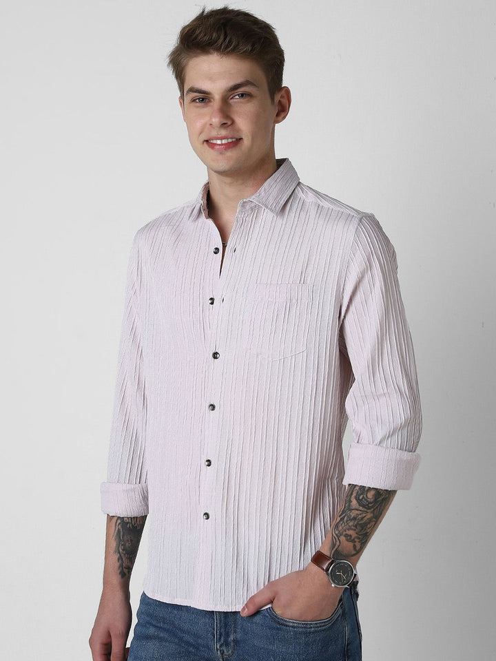 VASTRADO Men Classic Slim Fit Opaque Striped Casual Shirt