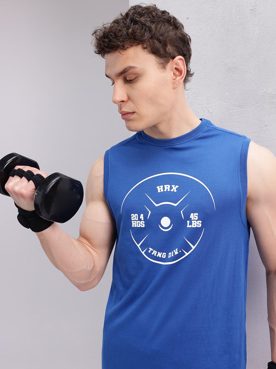 HRX by Hrithik Roshan Sleeveless Brand Logo Printed Training T-shirt
