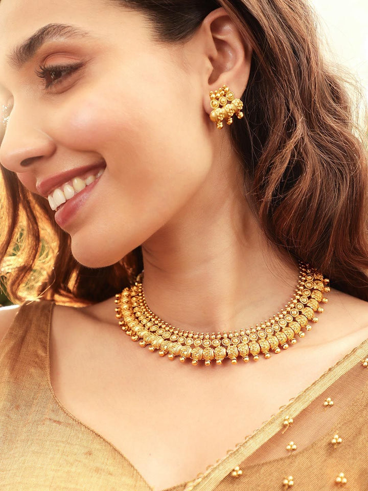 Rubans 22K Gold-Plated Traditional Handcrafted Jewellery Set with Intricate Detailing