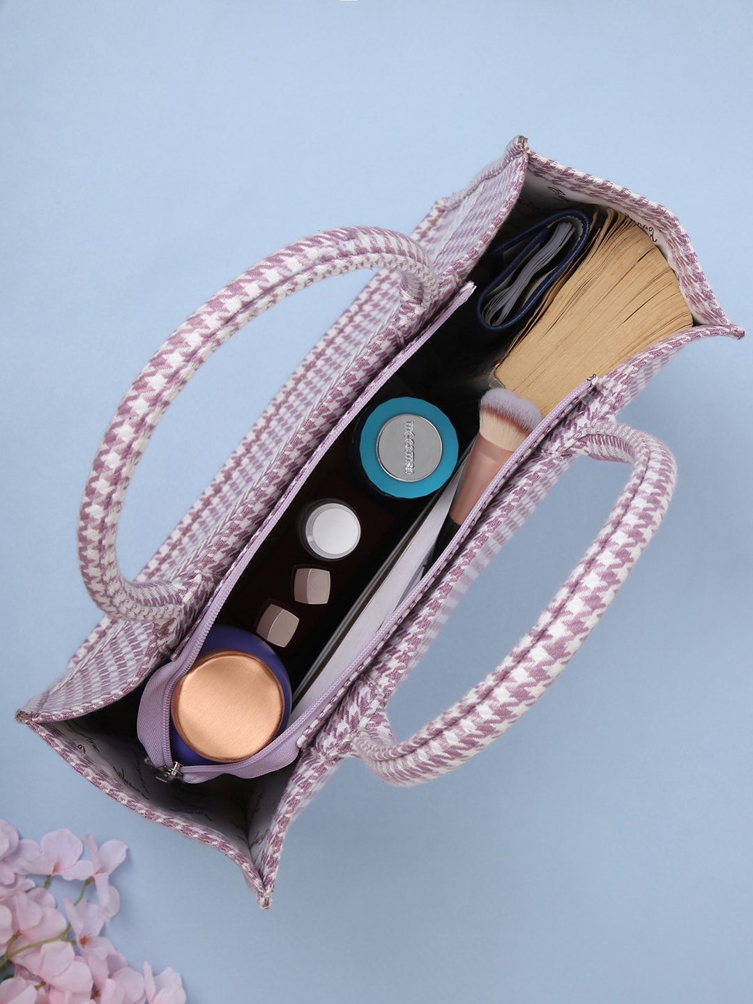Berrylush Checked Structured Handheld Bag