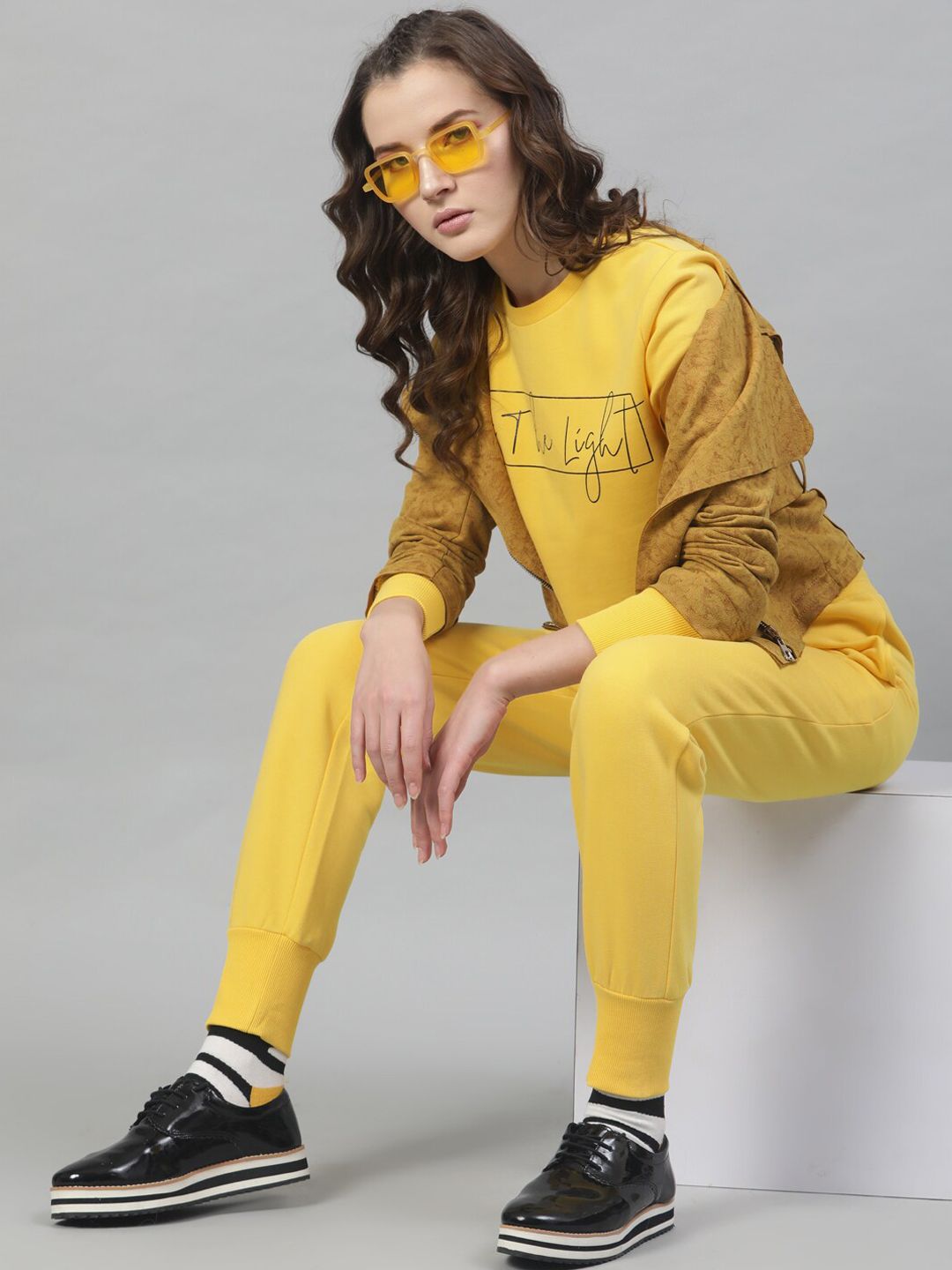 STREET 9 Women Yellow Printed Crop Sweatshirt