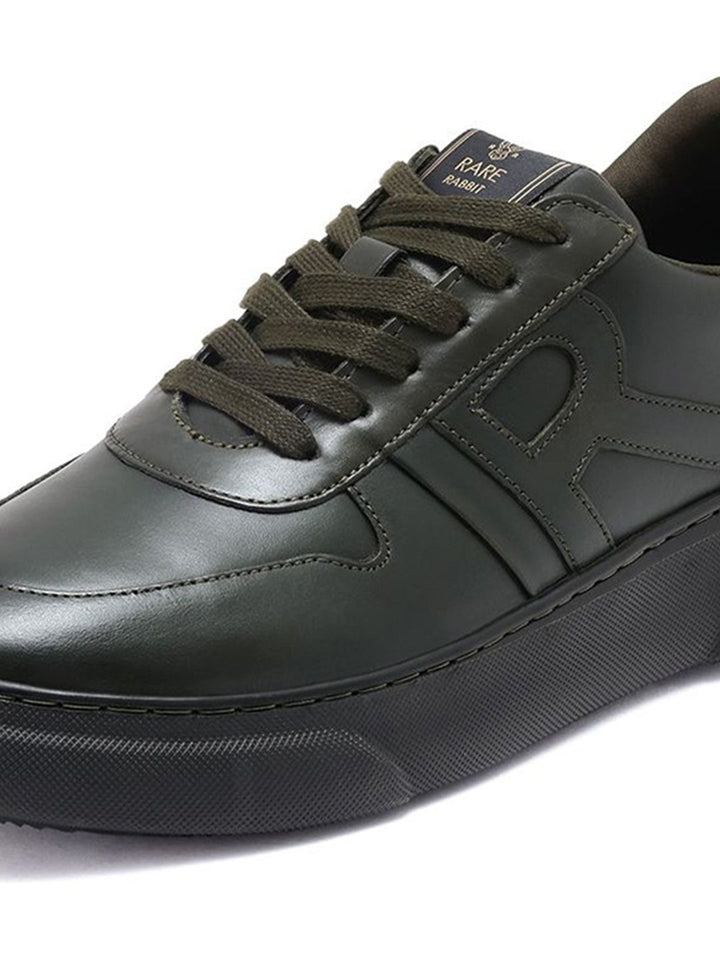 RARE RABBIT Men Leather Round Toe Regular Height Sneakers