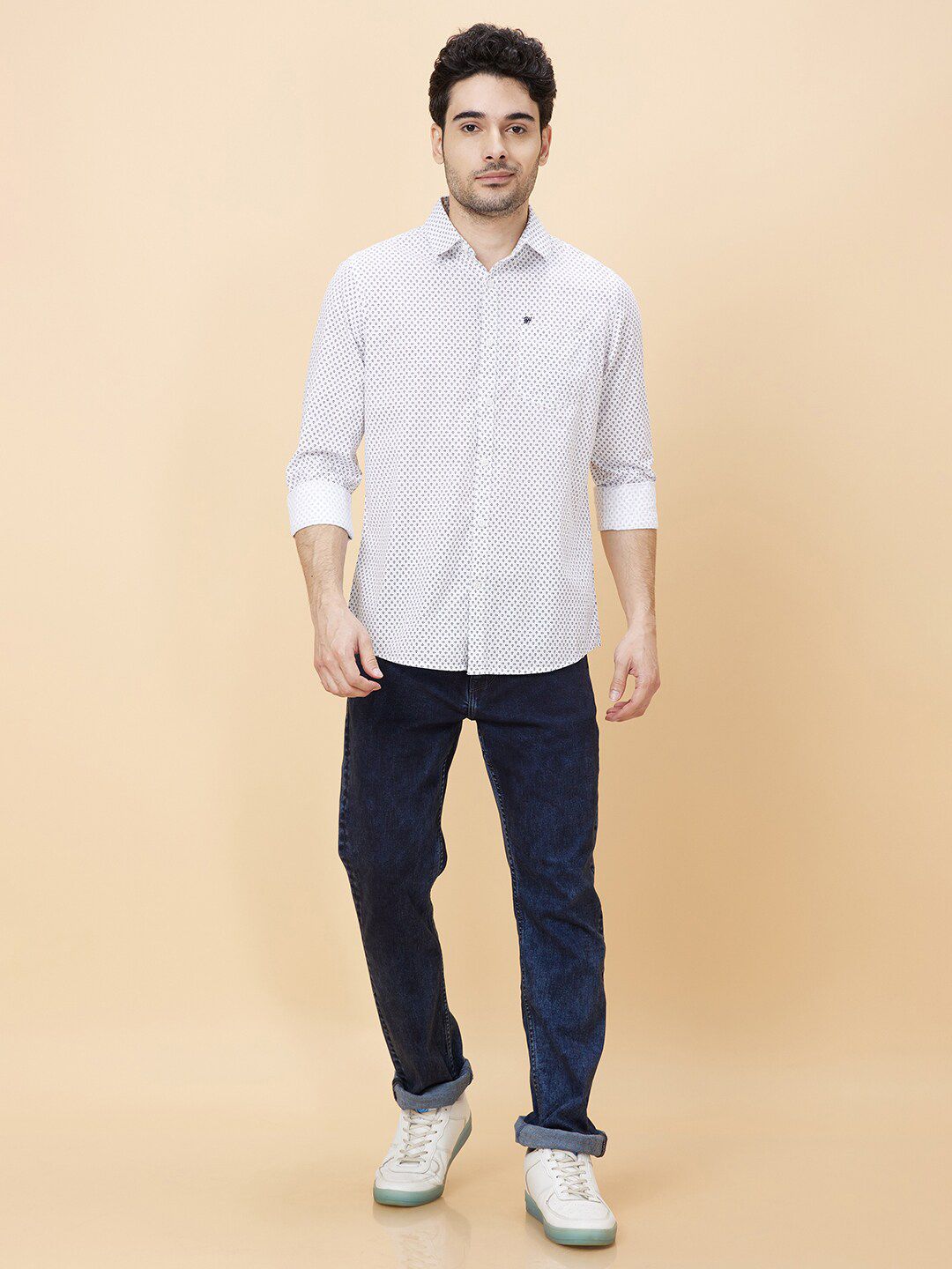Being Human Micro Ditsy Printed Cotton Slim Fit Casual Shirt