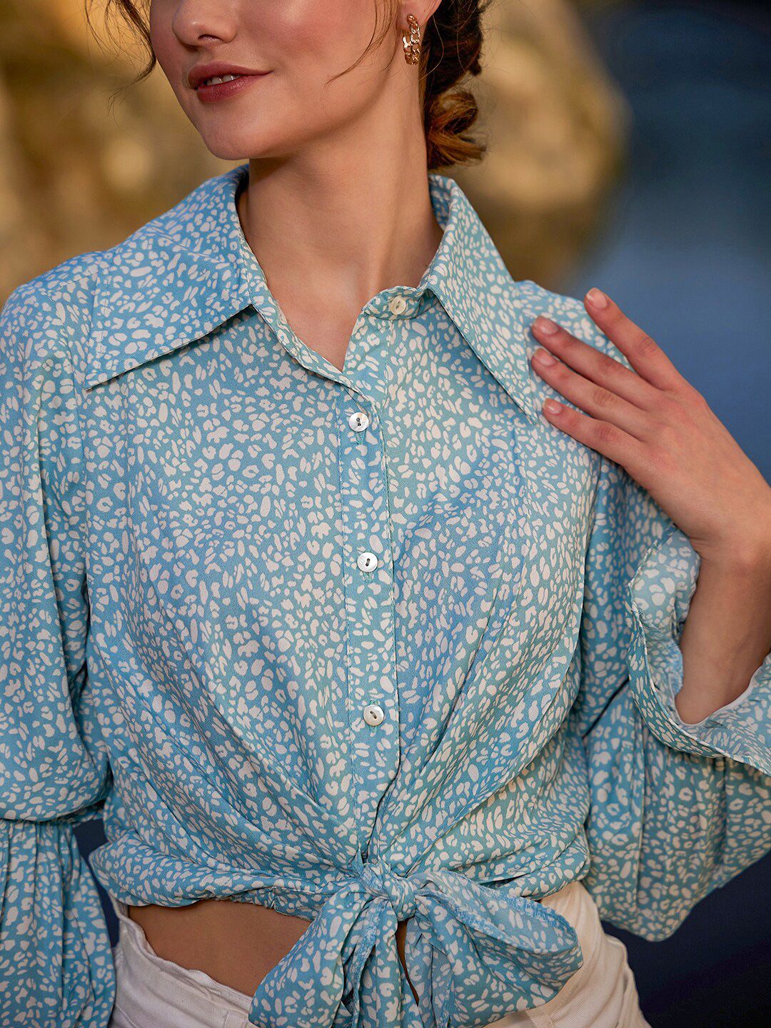 Athena Abstract Printed Shirt Style Top