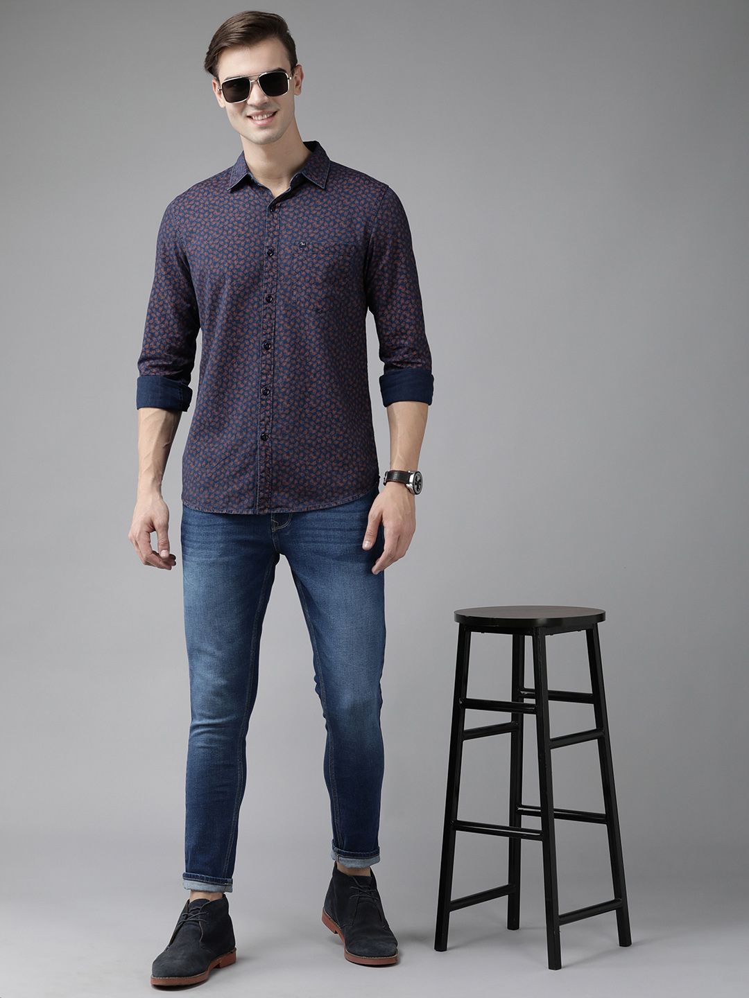 SPYKAR Men Pure Cotton Slim Fit Floral Printed Casual Shirt
