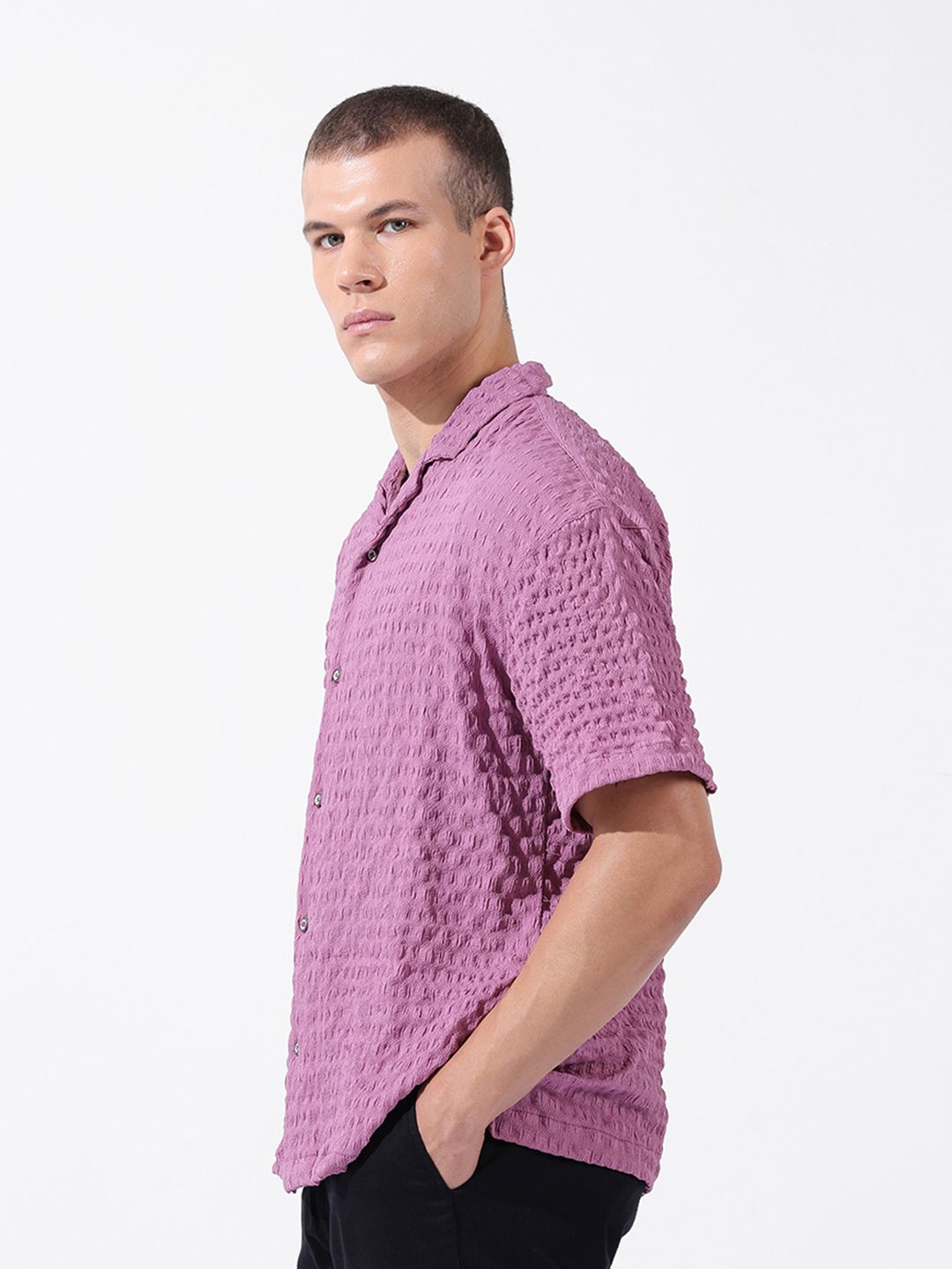 The Indian Garage Co Men Relaxed Fit Self Design Resort Wear Shirt