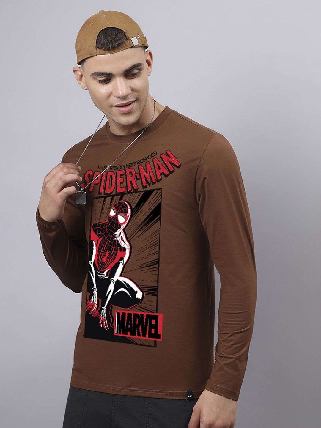 Bewakoof Men Graphic Spider-Man Printed Round Neck Cotton T-shirt