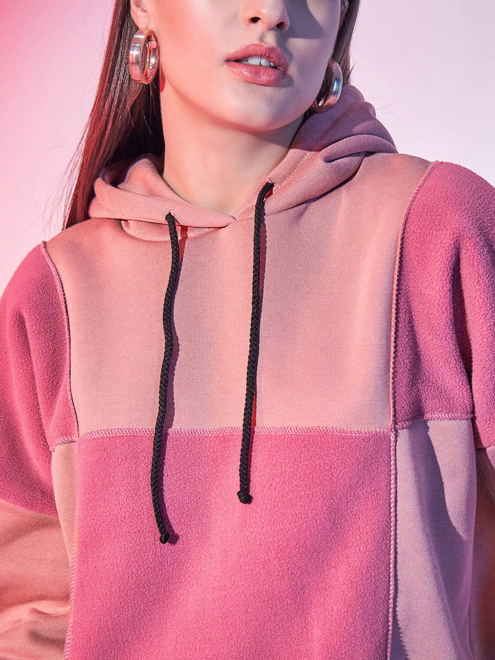 STREET 9 Colourblocked Hooded Pullover Sweatshirt