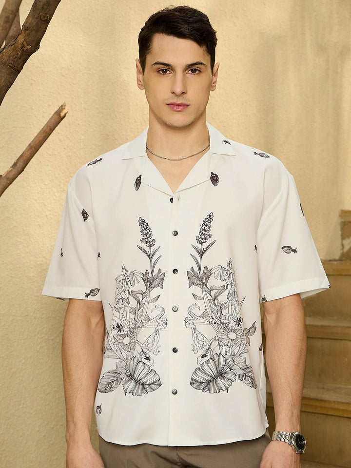 DENNISON Men Placement Printed Drop Shoulder Oversized Shirt