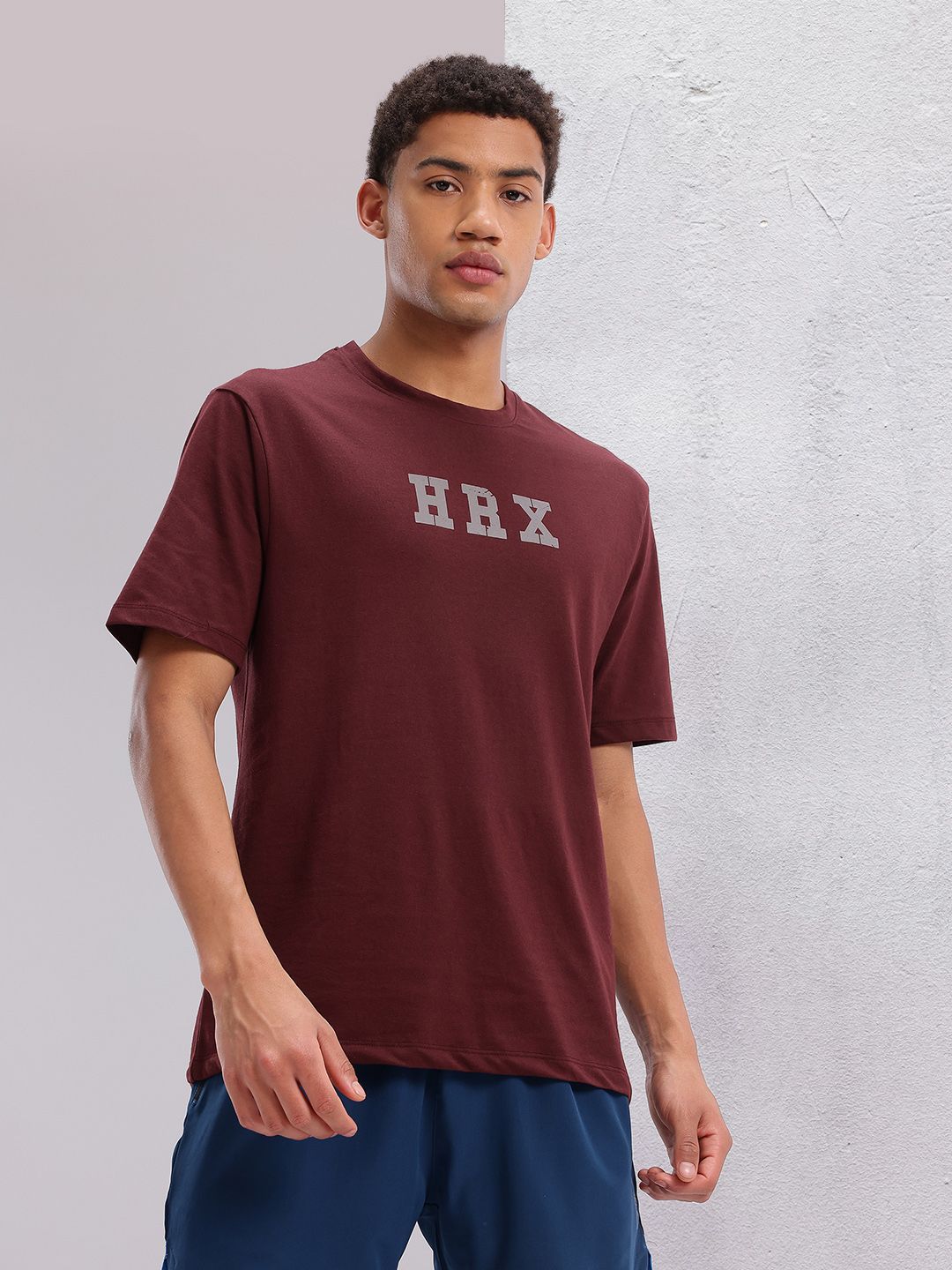 HRX by Hrithik Roshan Brand Logo Printed Drop-Shoulder Sleeves Relaxed Training T-shirt