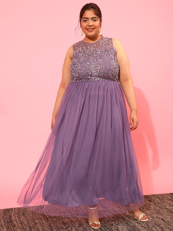 CURVY STREET Net Sheath Maxi Dress