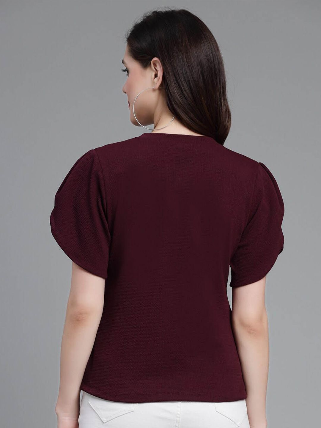 Style Quotient Round Neck Puff Sleeves Top