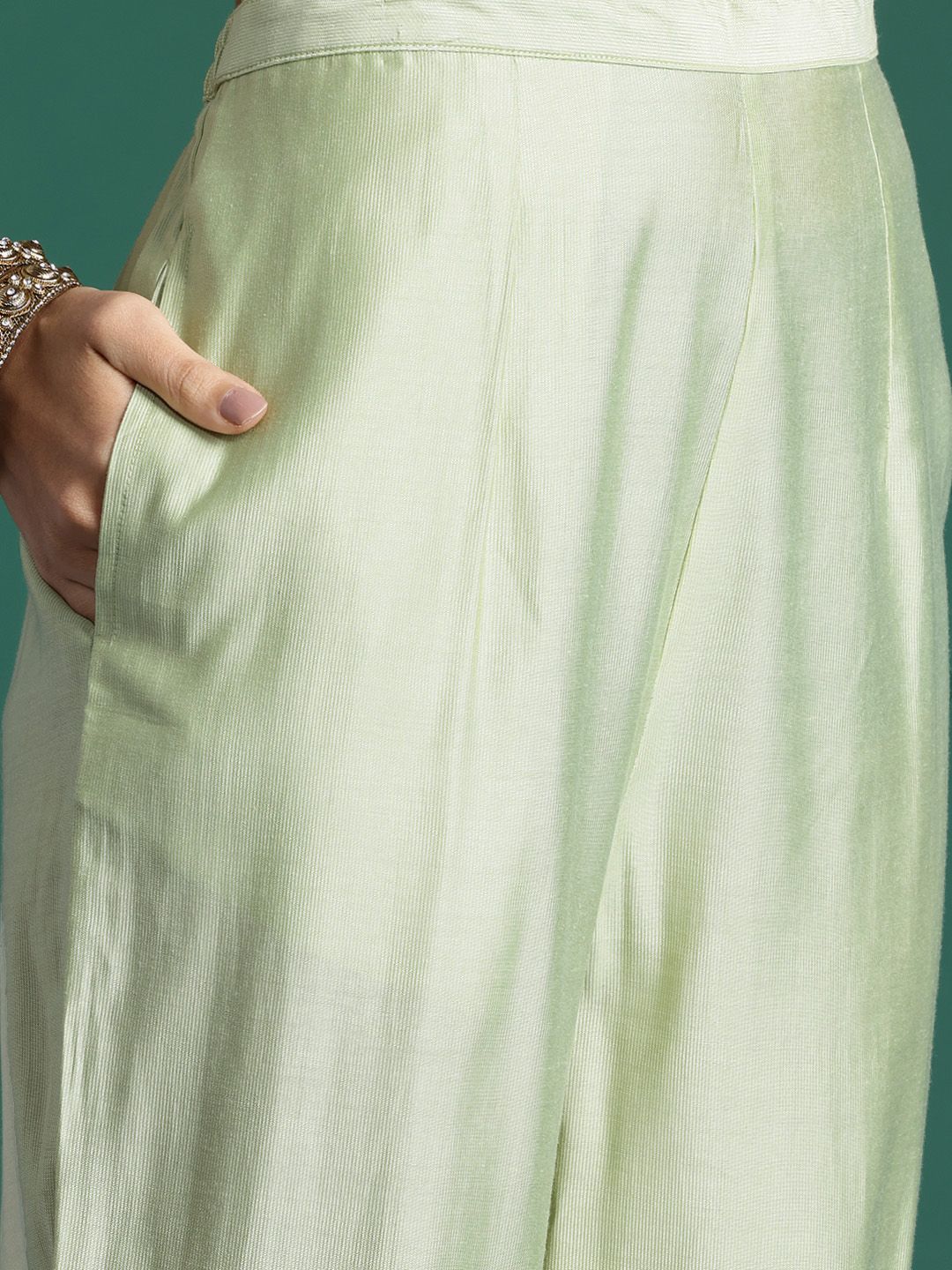 Indo Era Floral Embroidered Thread Work Kurta With Trousers & Dupatta