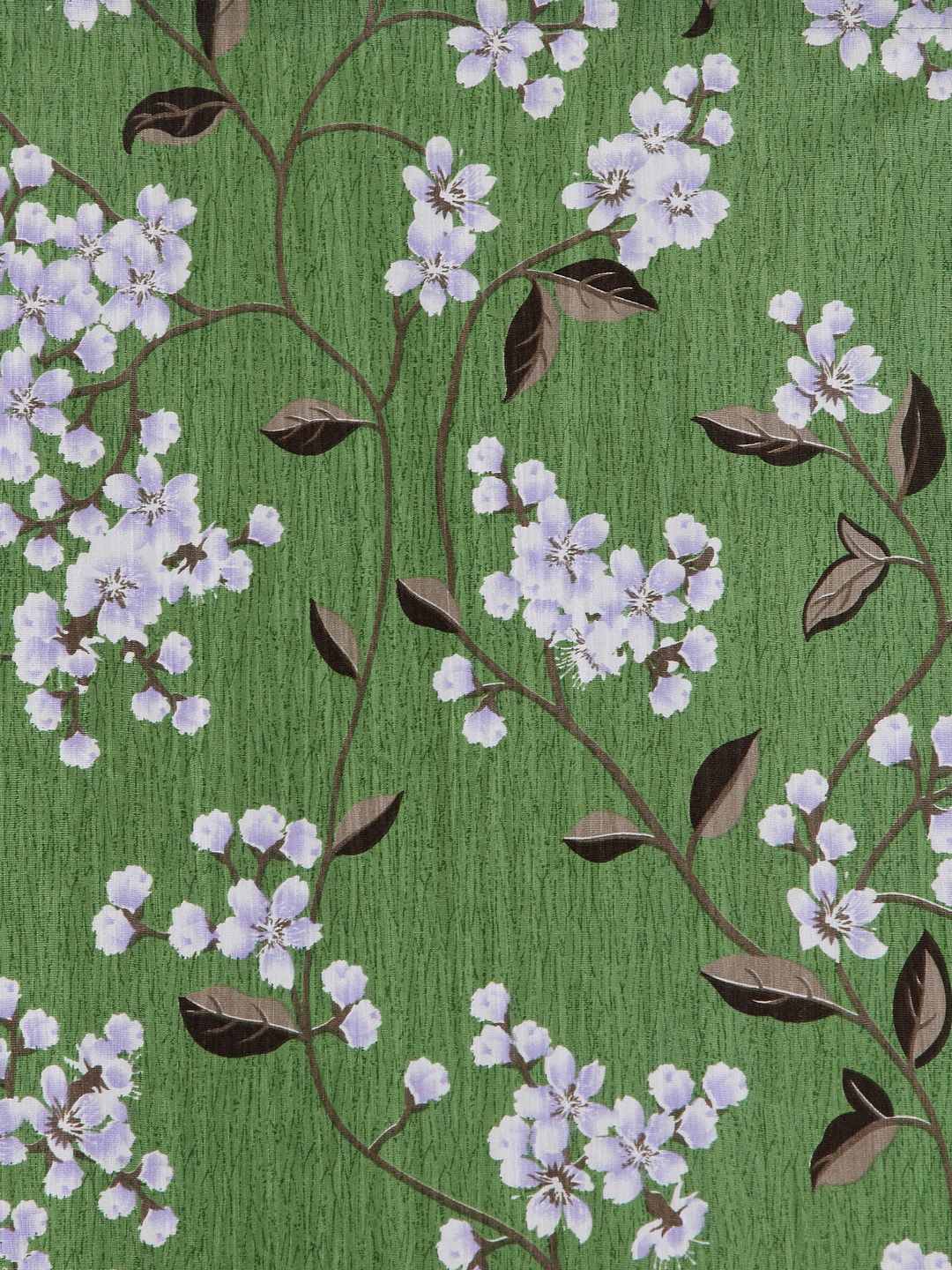 Cortina Green & White Set of 2 Floral Printed Window Curtains