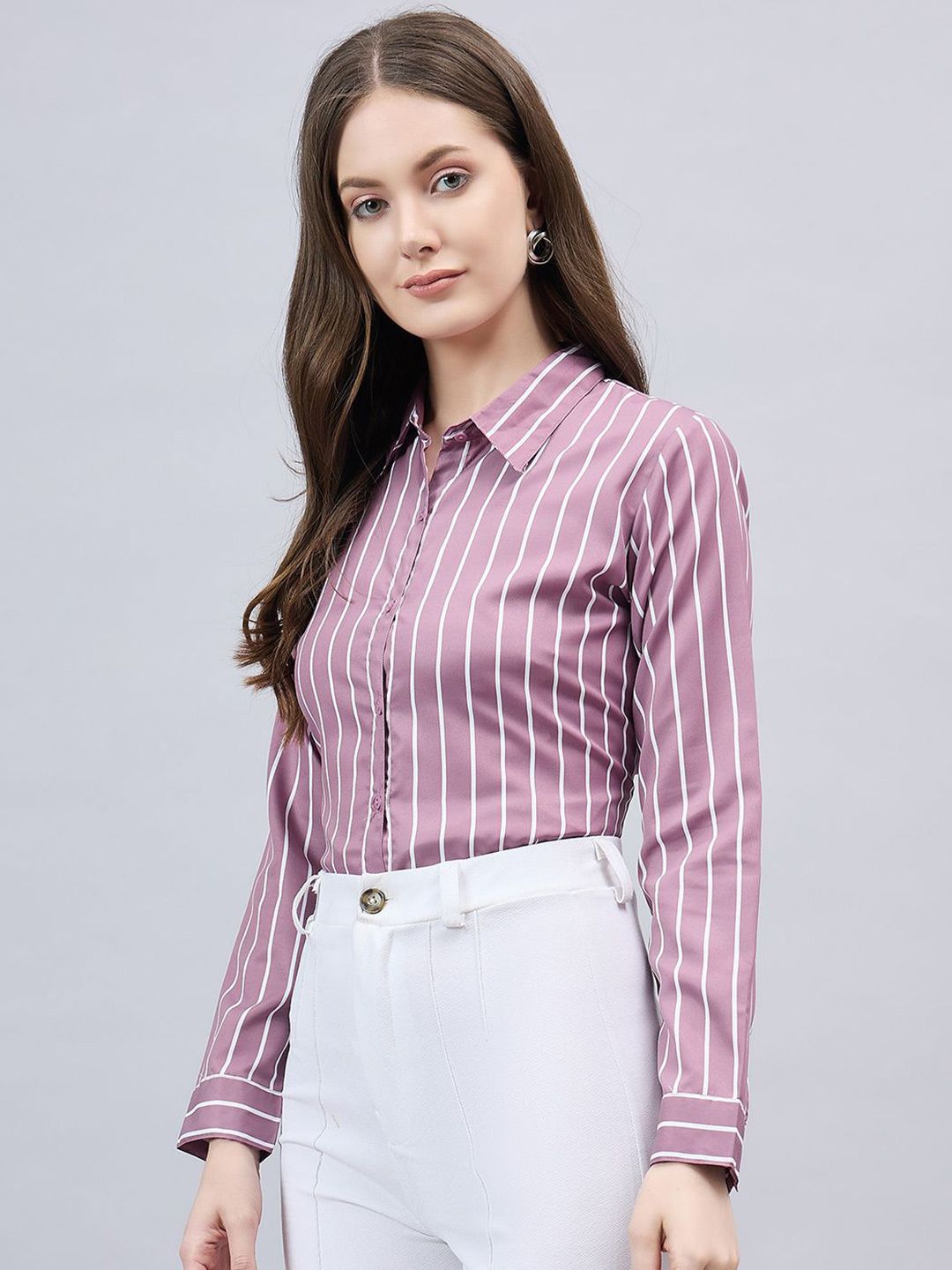 Style Quotient Women Smart Fit Striped Spread Collar Formal Shirt