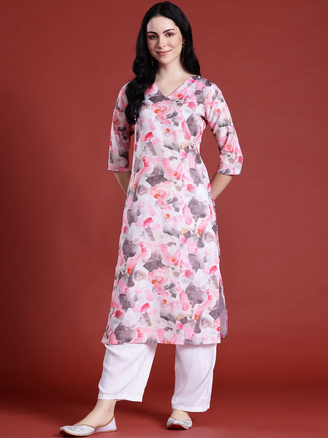 Anouk Floral Printed Floral Straight Kurta