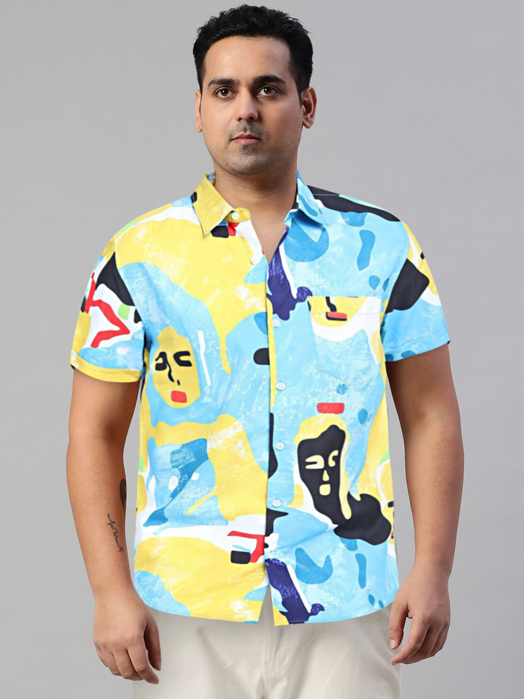 HIGHLANDER Men Blue Slim Fit Printed Casual Shirt