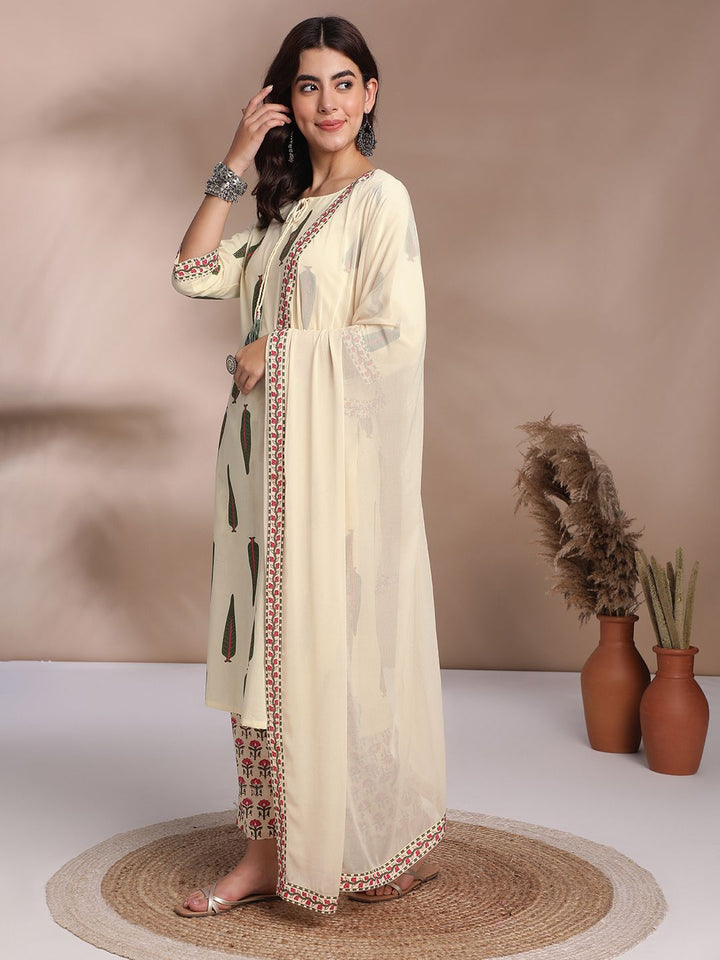 Anouk Women Floral Print Pure Cotton Kurta with Trousers & Dupatta