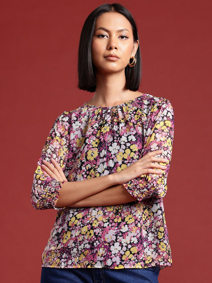 all about you Floral Print Puff Sleeves Top