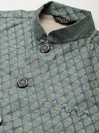SOJANYA Men Beige & Blue Kurta with Churidar