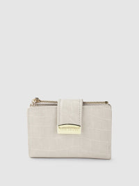 Lino Perros Women Grey Croc Textured Two Fold Wallet