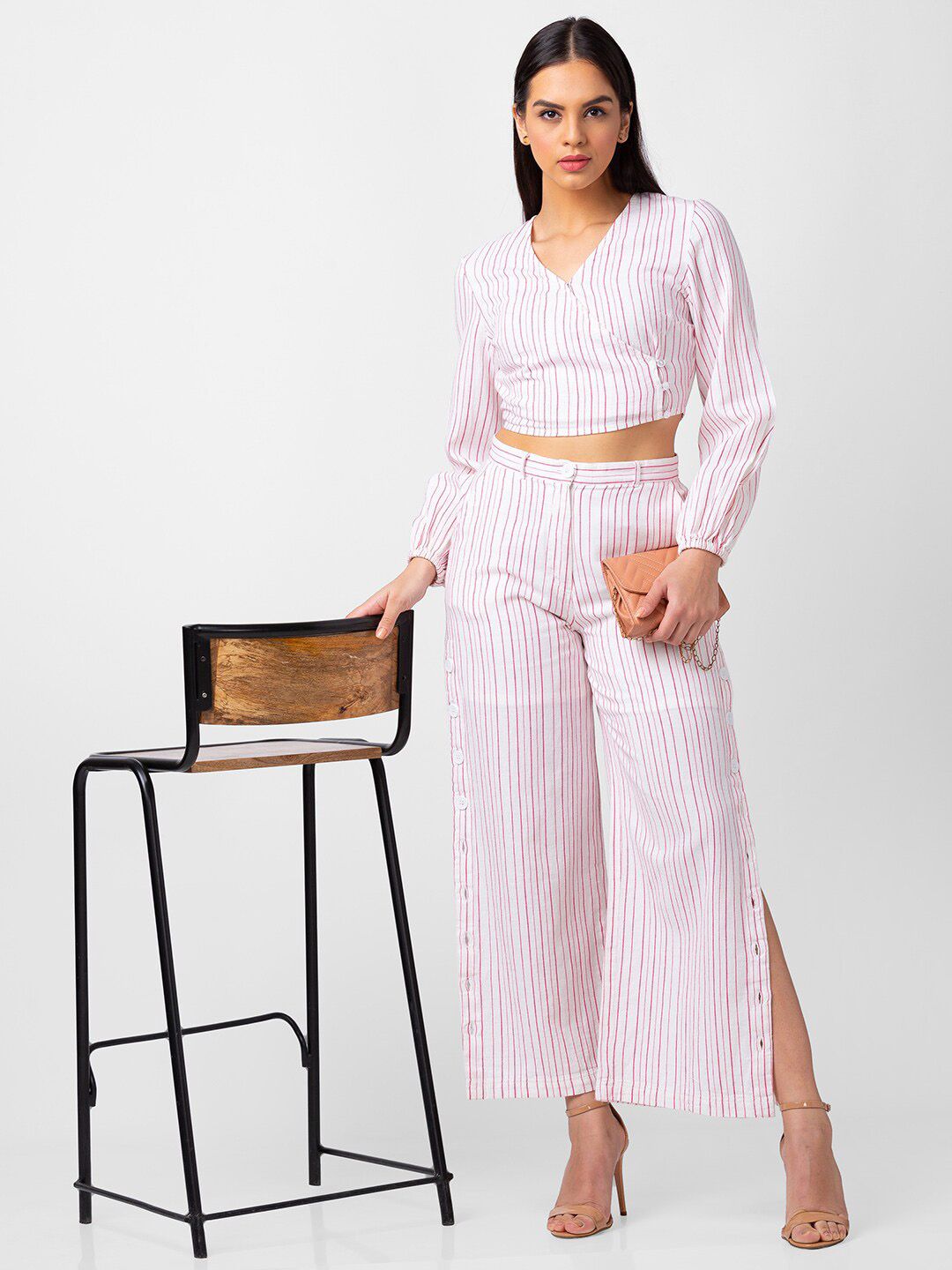 SPYKAR Women Striped Cropped Cotton Trousers