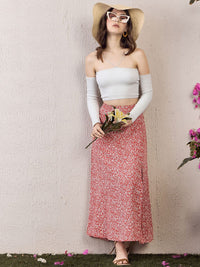 Berrylush Floral Printed High Rise A-Line Maxi Skirt
