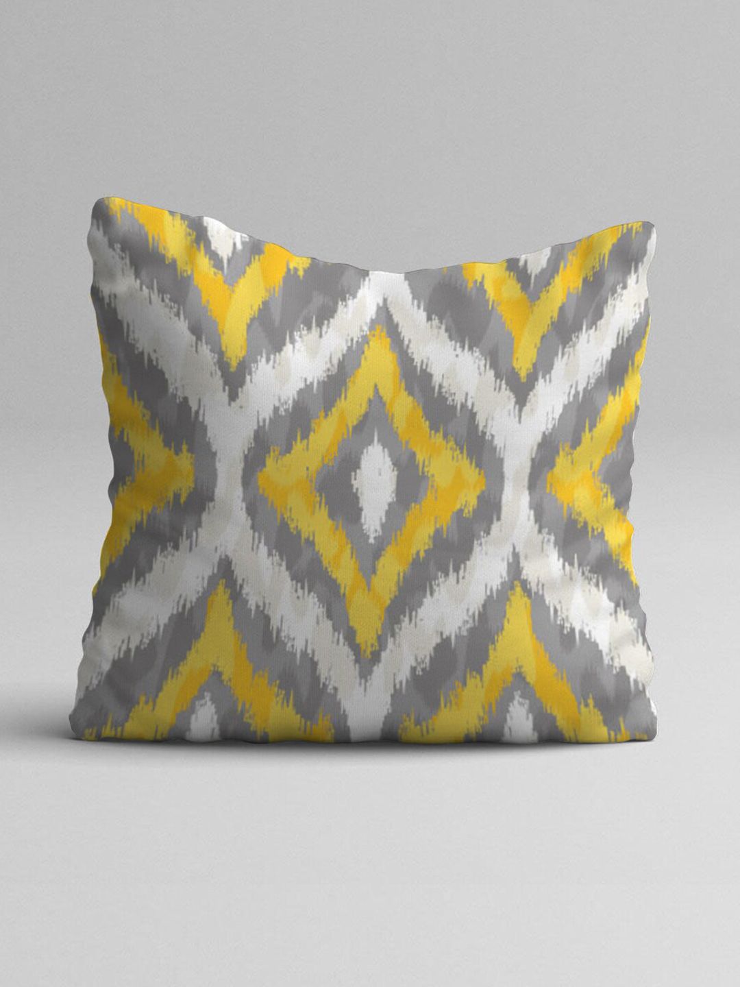 STITCHNEST Set of 5 Yellow & Grey Geometric Square Cushion Covers