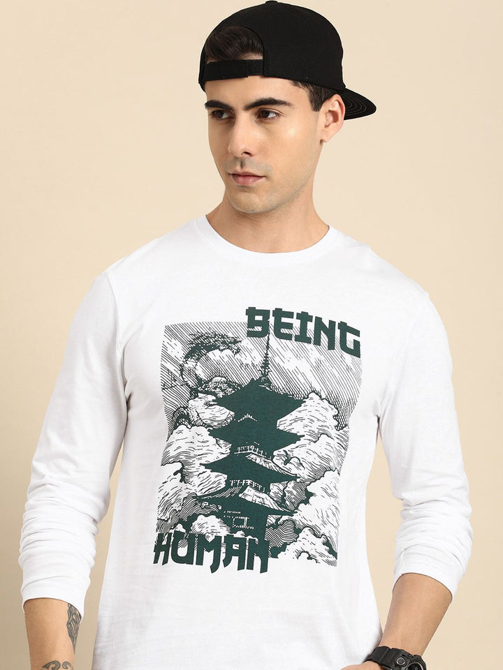 Menjadi Logo Jenama Lelaki Manusia Dicetak T-Shirt Kapas Murni
