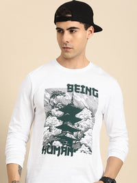Menjadi Logo Jenama Lelaki Manusia Dicetak T-Shirt Kapas Murni