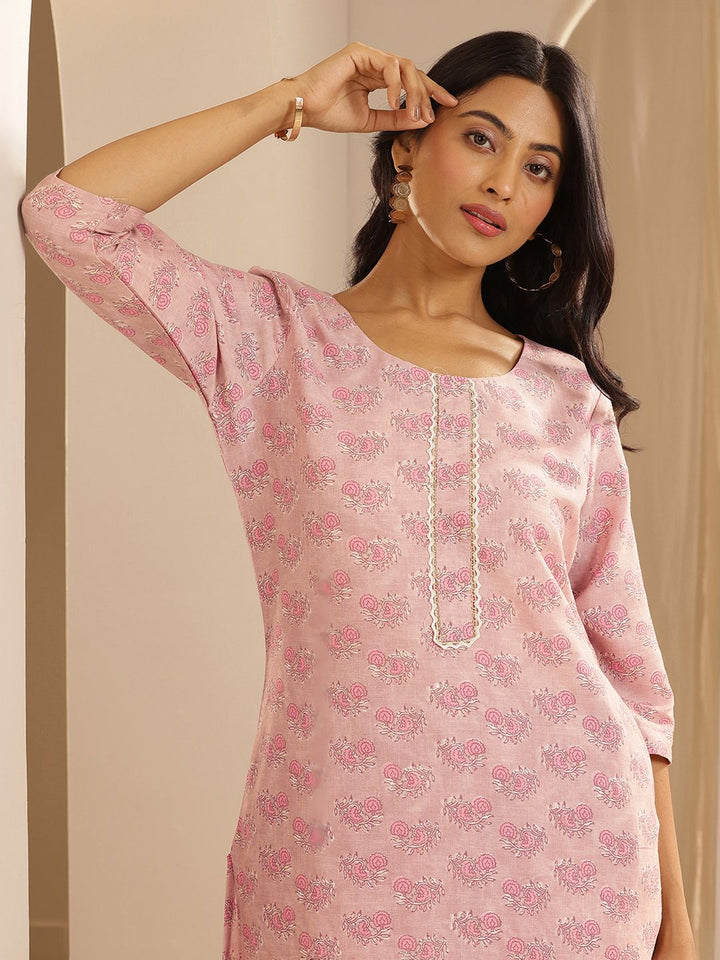 Libas Floral Printed Cotton Straight Kurta