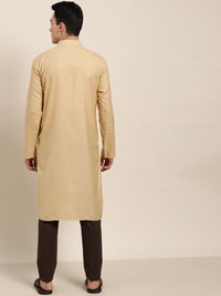 SOJANYA Men Beige Solid Straight Kurta