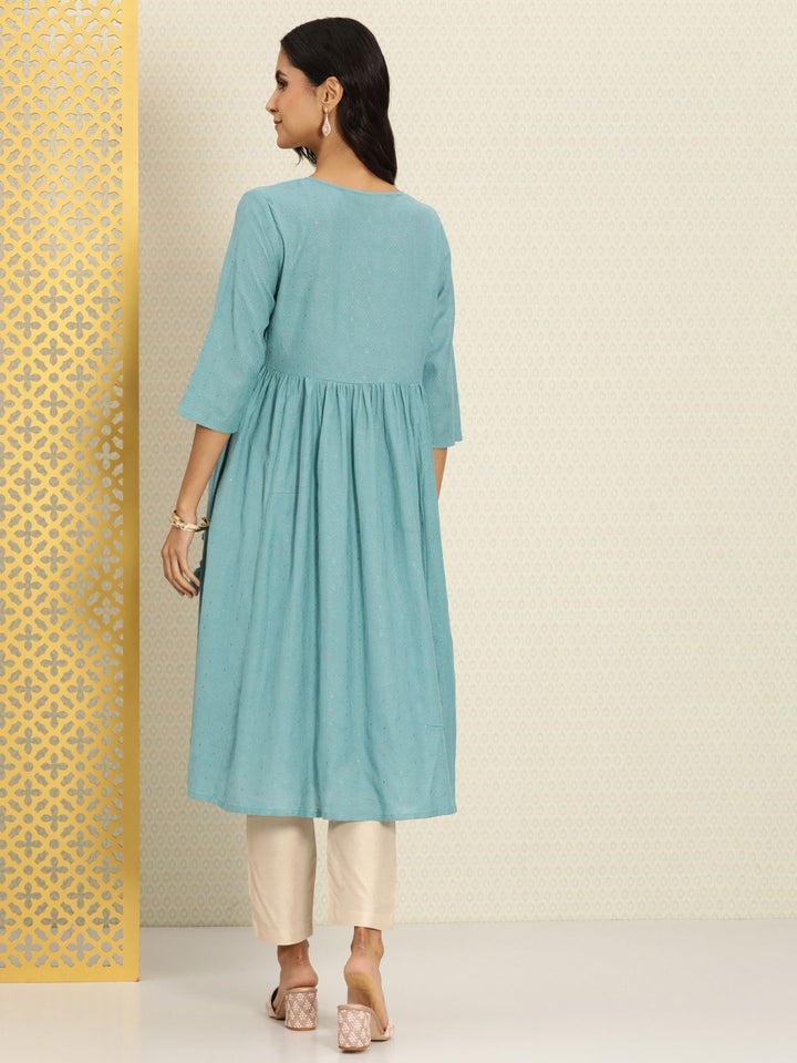 House of Pataudi Woven Design Thread Work Flared Anarkali Rozana Kurta