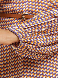 W  Geometric Printed High Neck Maxi Dress