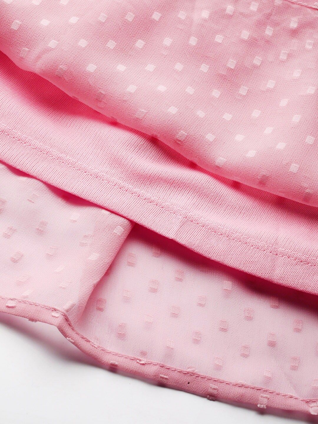 all about you Pink Dobby Weave Cinched Waist A- Line Dress