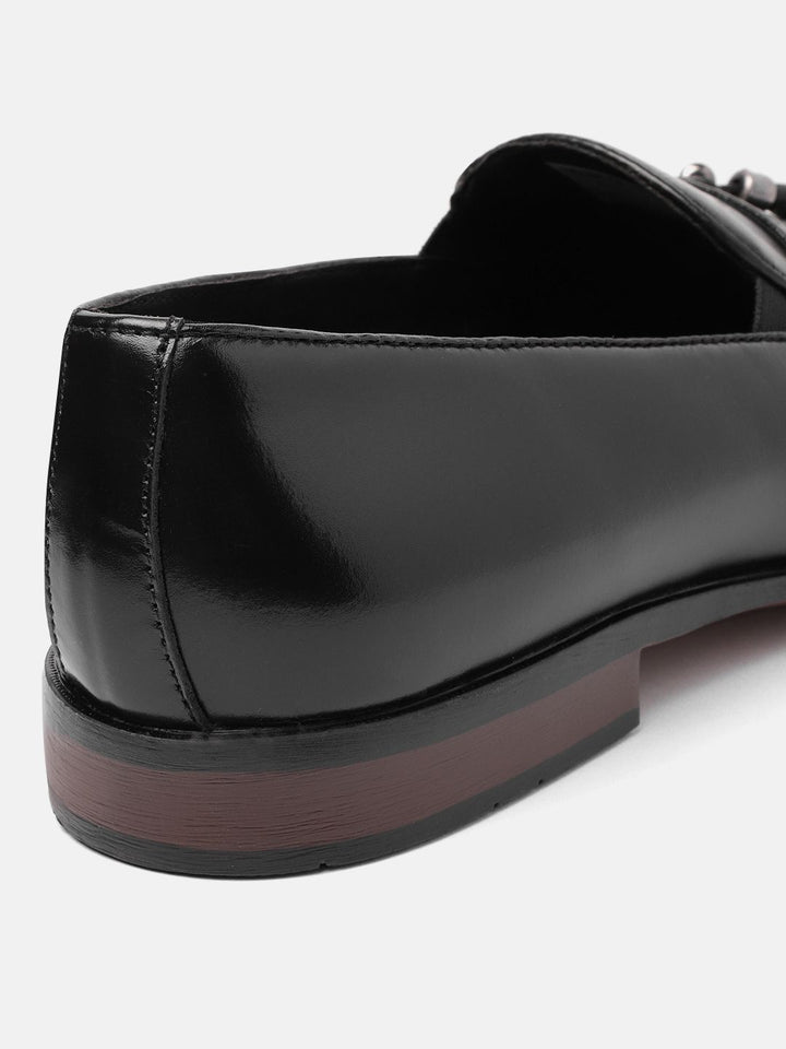 House of Pataudi Men Tasselled Formal Loafers with Textured Detail