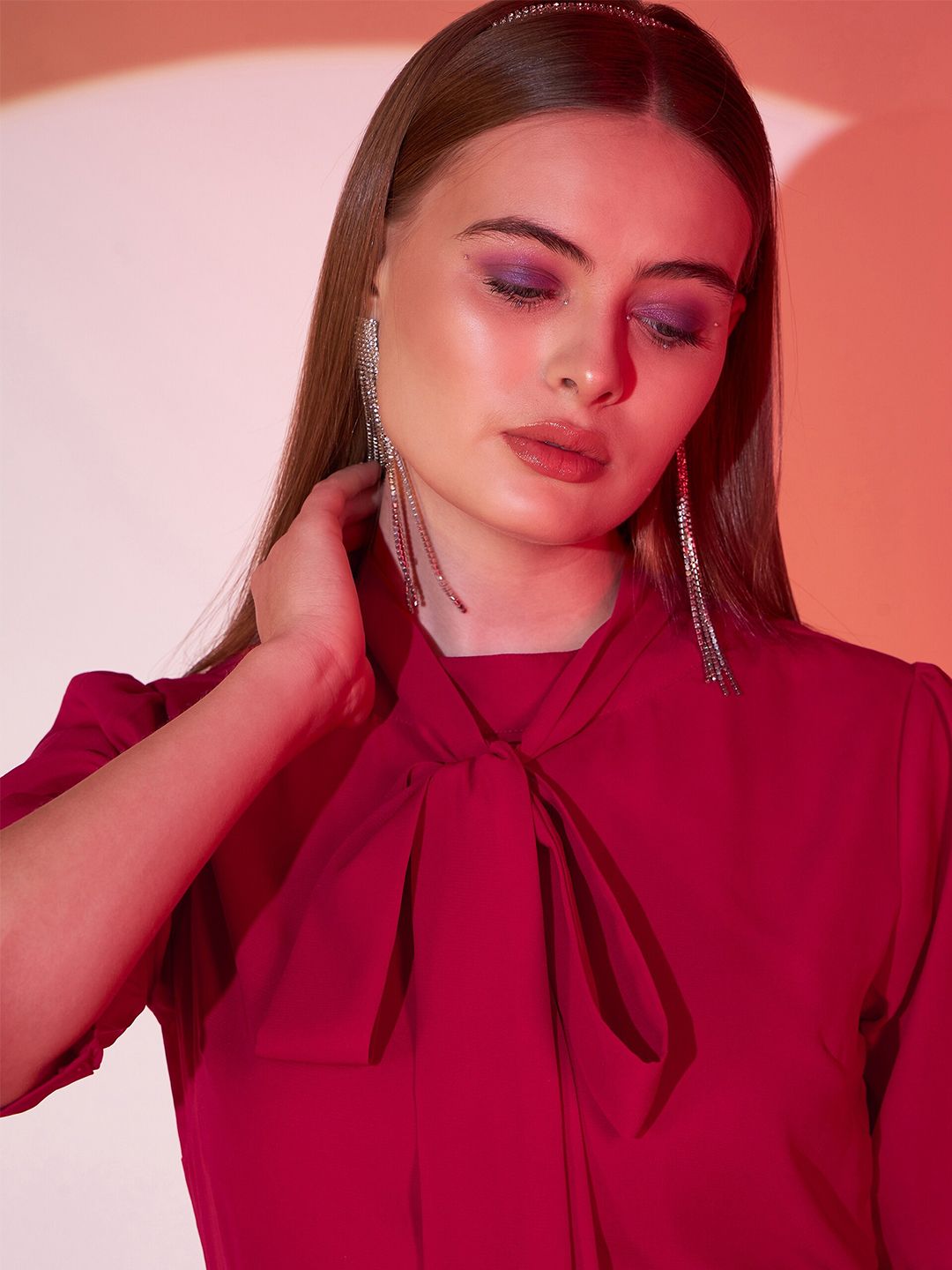 Berrylush Red Shirt Style A-Line Dress
