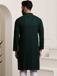 SOJANYA Ethnic Embroidered Mirror Work Pure Cotton Straight Kurta