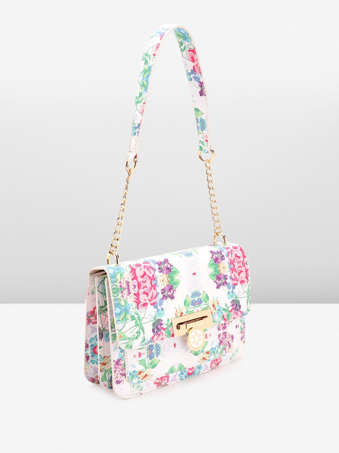 Lino Perros Floral Printed Structured Shoulder Bag