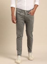 Being Human Men Checked Mid-Rise Chinos Trousers