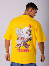The Indian Garage Co Men Back Printed Boxy Oversized Round Neck Pure Cotton T-shirt