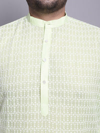 SOJANYA PLUS Plus Size Embroidered Pure Cotton Kurta With Pyjamas & Nehru Jacket