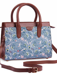 TEAL BY CHUMBAK Two Handles Floral Printed Structured Handheld Bag