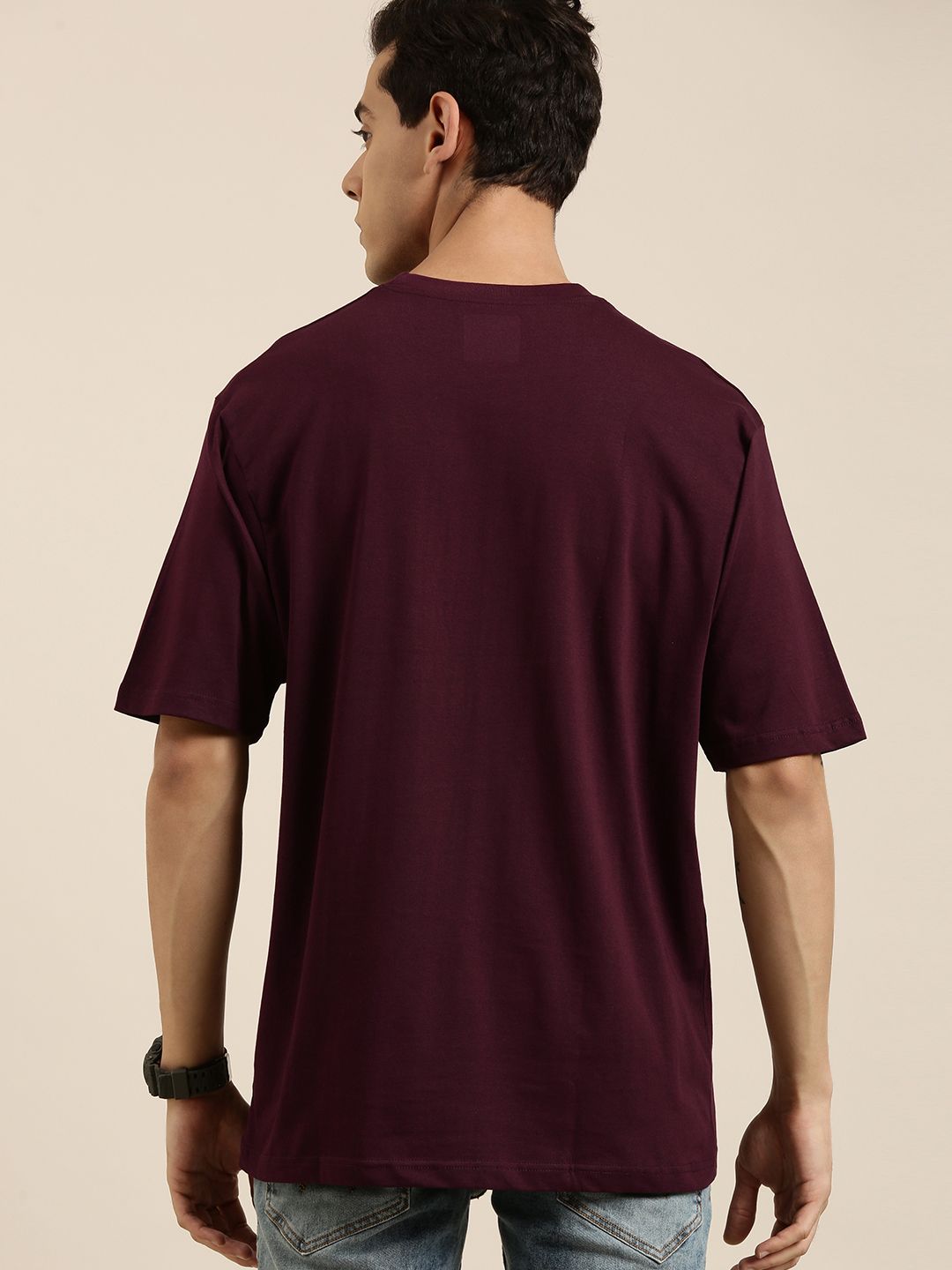 DILLINGER Men Maroon Typography Printed Pure Cotton Oversized  T-shirt