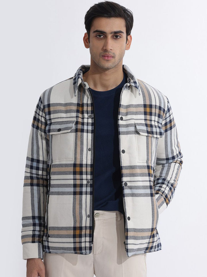 RARE RABBIT Men Hollis Tailored Fit Checked Cotton Jacket