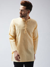 SOJANYA Kurta Pendek Rekaan Tenunan Kuning Lelaki
