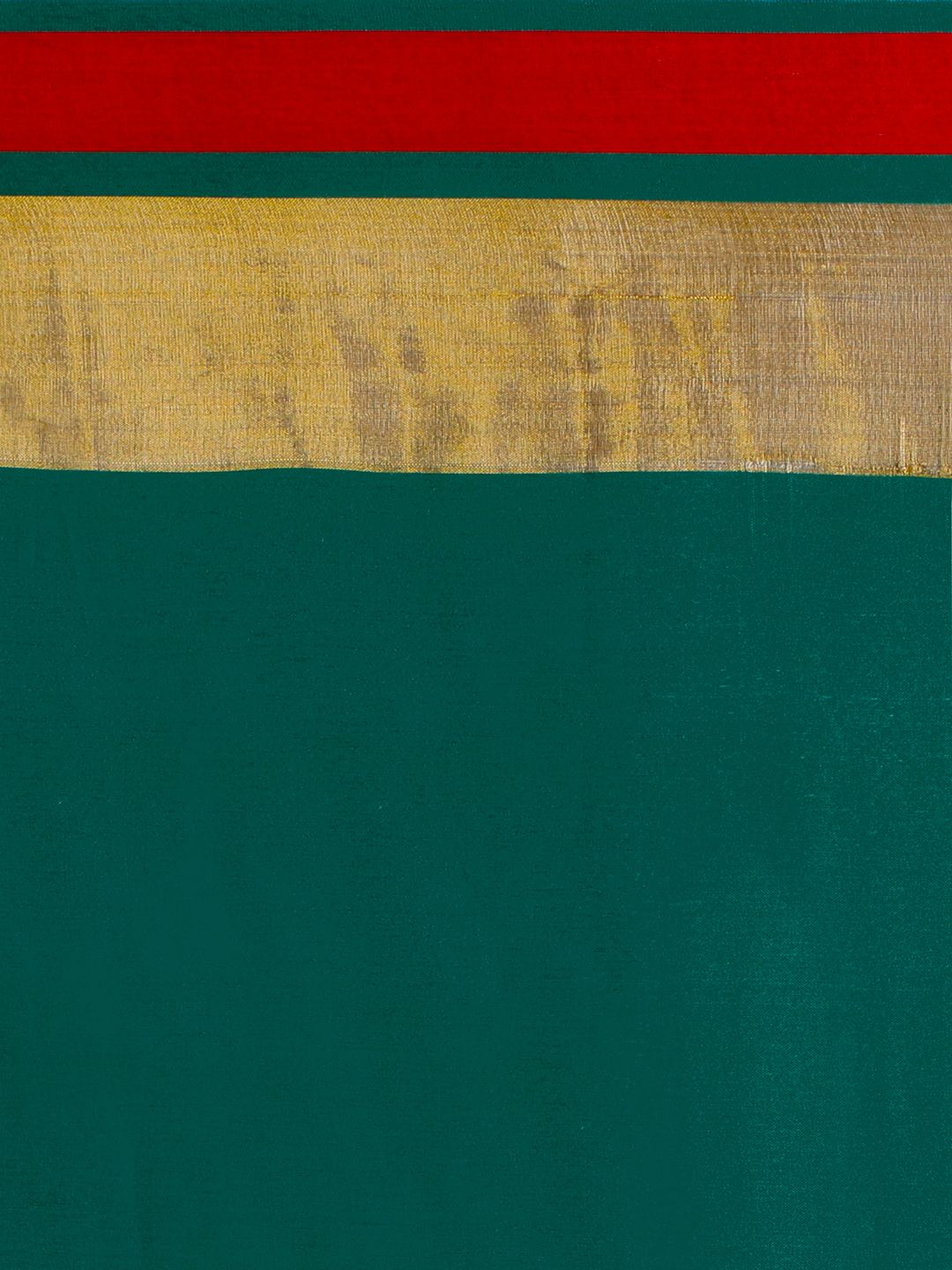 Saree mall Green & Gold-Toned Silk Cotton Colourblocked Kanjeevaram Saree