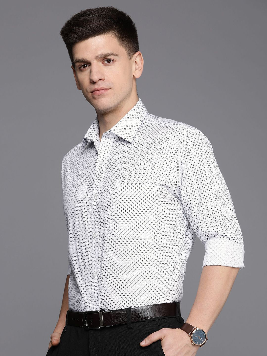 Raymond Men Slim Fit Pure Cotton Printed Formal Shirt