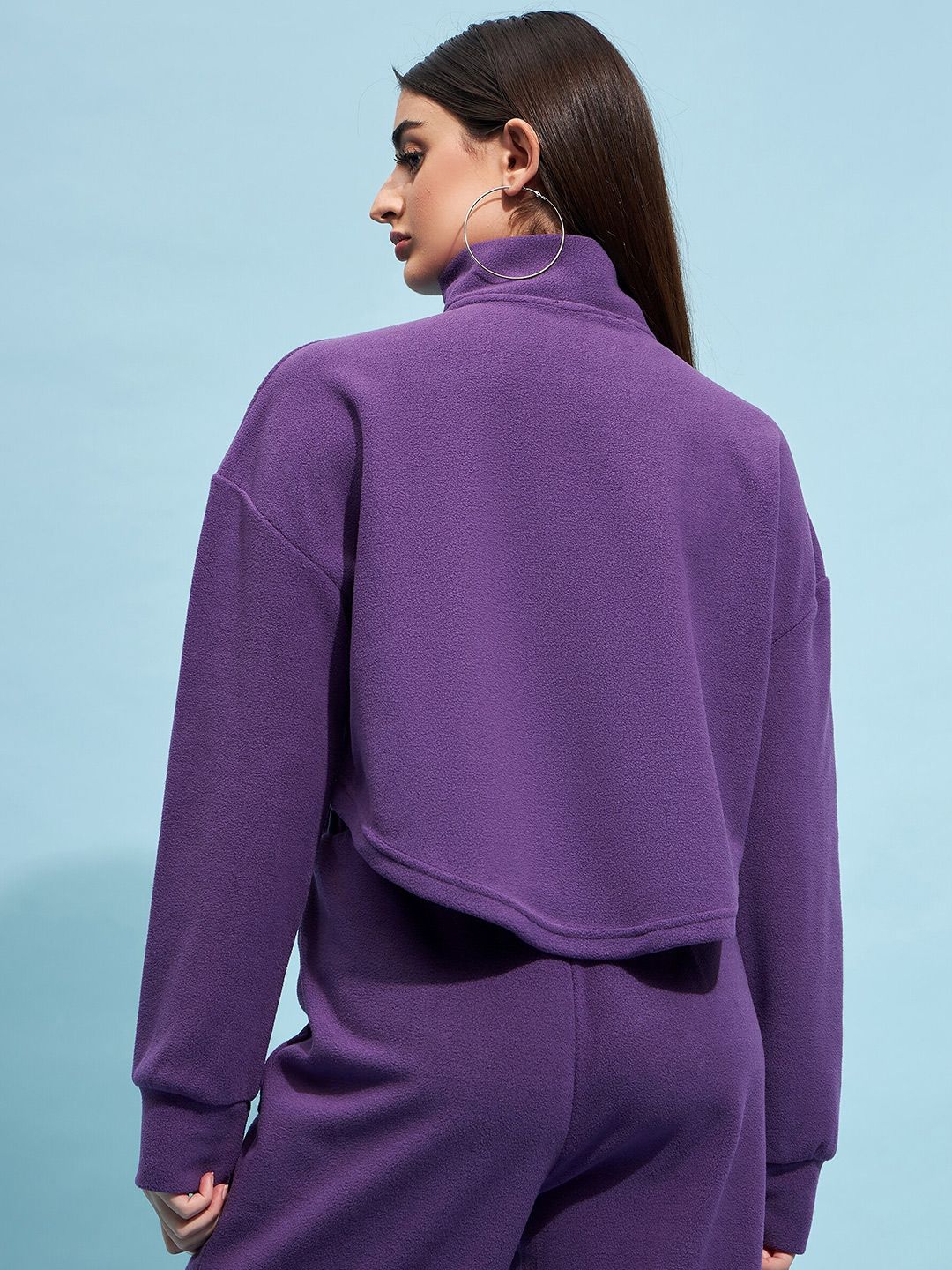 STREET 9 Purple Mock Collar Crop Sweatshirt